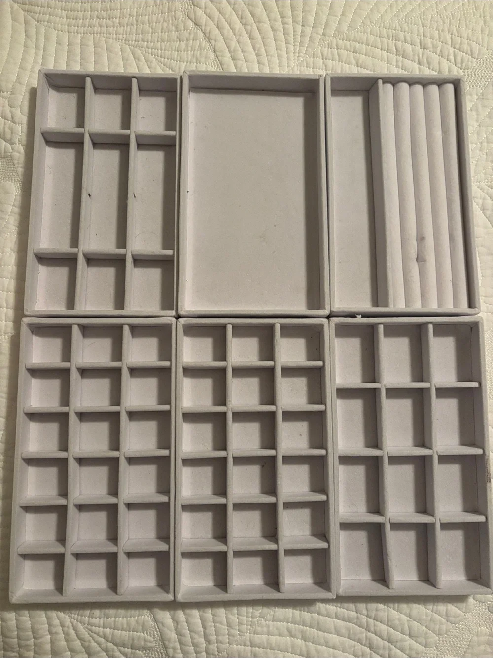 Modular Jewelry Tray Organizer in off white. 6 pcs